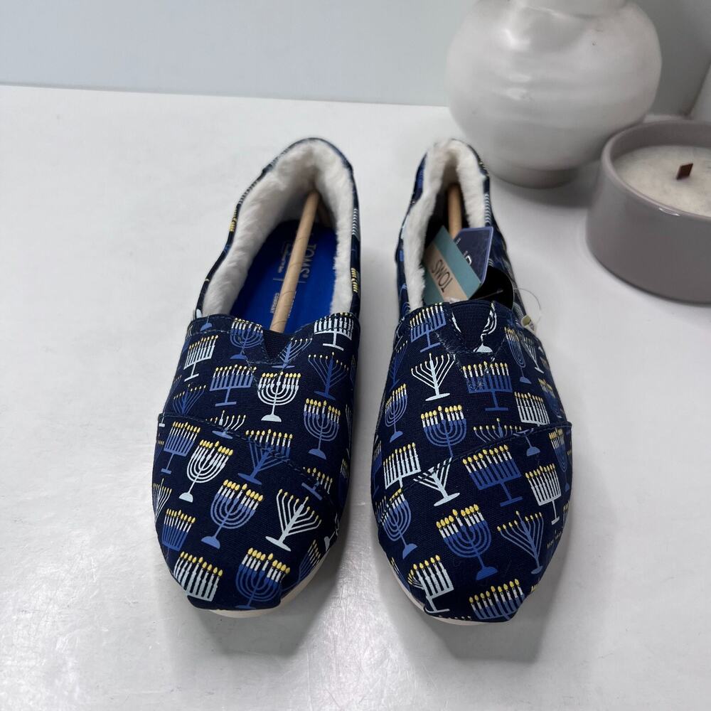 Tom’s Alpargata Cozy Menorah Graphic Slip On Flats Shoes Women’s US 7.5 NWOB
